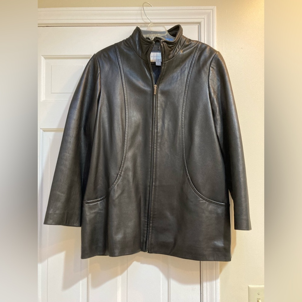 Worthington Black Lambskin Leather Jacket Size L